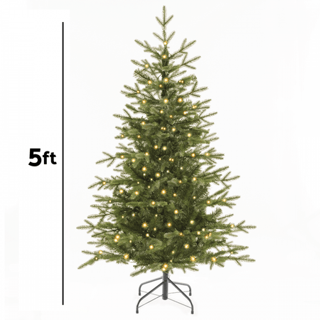 Dellonda Pre-Lit Hinged Christmas Tree with 190 Warm White LED Lights 5ft(150cm) Model No- DH80