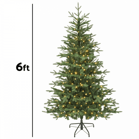 Dellonda Pre-Lit Hinged Christmas Tree with 270 Warm White LED Lights 6ft(180cm) Model No- DH81