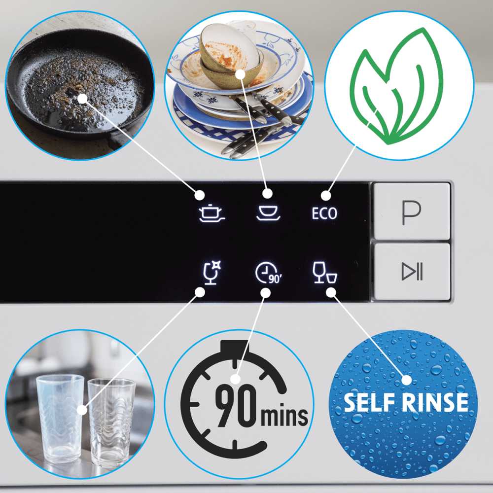 Baridi Tabletop Dishwasher 6 Place Settings 6.5L Capacity - White Model No- DH83