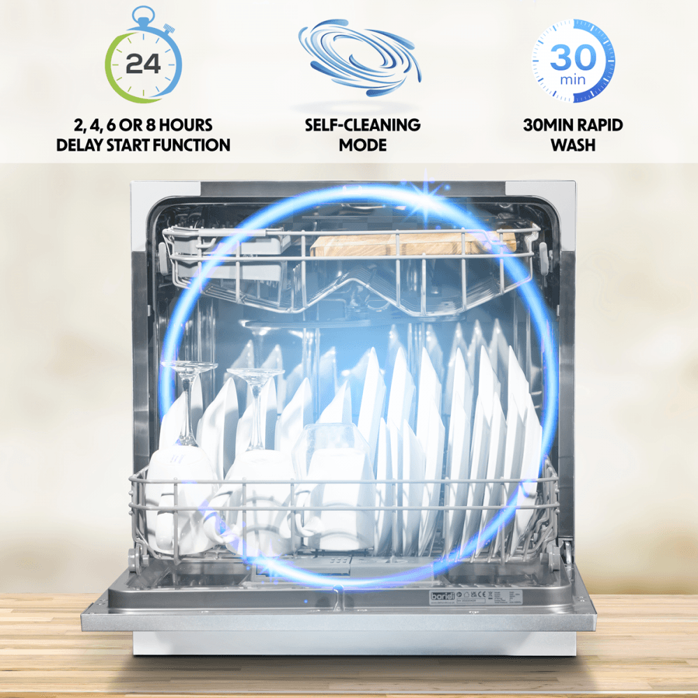 Baridi Tabletop Dishwasher 8 Place Settings 8L Capacity - White Model No- DH86