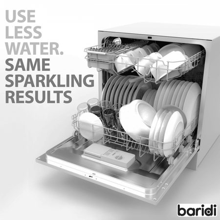Baridi Tabletop Dishwasher 8 Place Settings 8L Capacity - White Model No- DH86