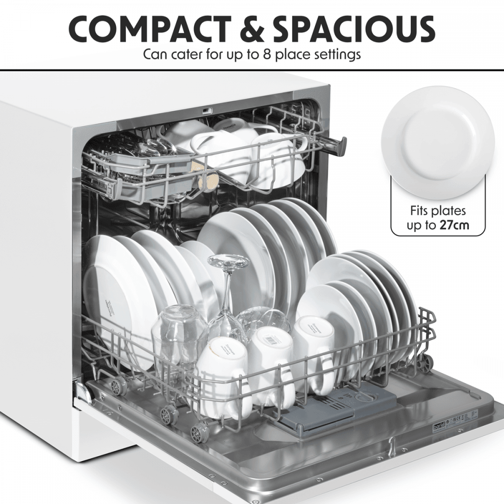 Baridi Tabletop Dishwasher 8 Place Settings 8L Capacity - White Model No- DH86