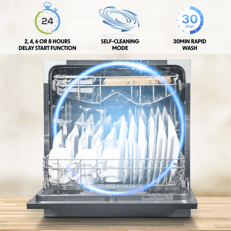Baridi Tabletop Dishwasher 8 Place Settings 8L Capacity - Silver Model No- DH87
