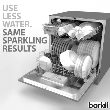 Baridi Tabletop Dishwasher 8 Place Settings 8L Capacity - Silver Model No- DH87