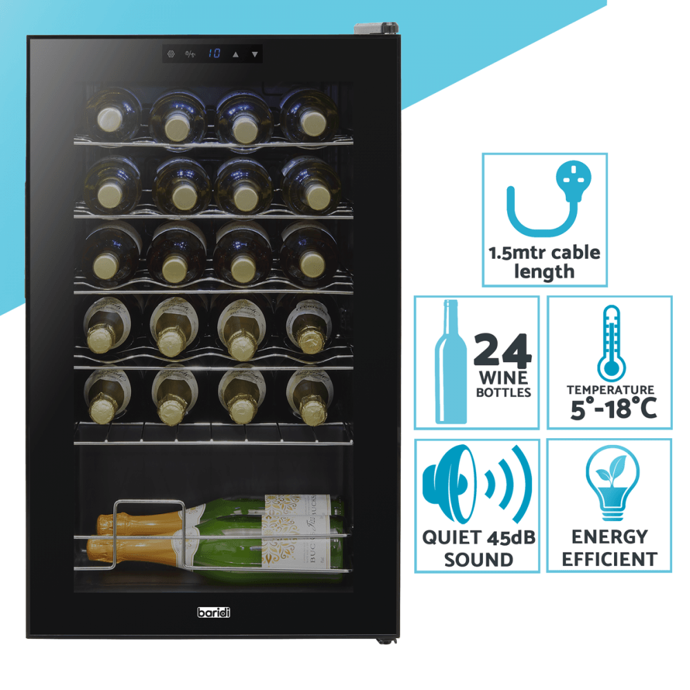 Baridi 24 Bottle Tabletop Wine Fridge & Cooler Model No- DH9