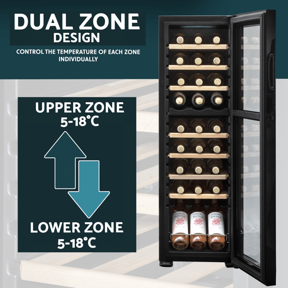 Baridi 27 Bottle Dual Zone Wine Fridge & Cooler Model No- DH90
