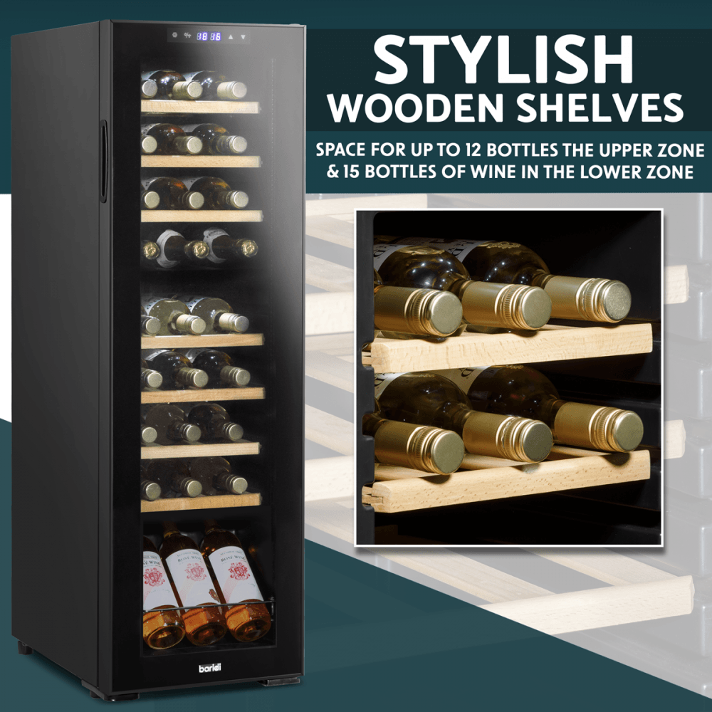Baridi 27 Bottle Dual Zone Wine Fridge & Cooler Model No- DH90
