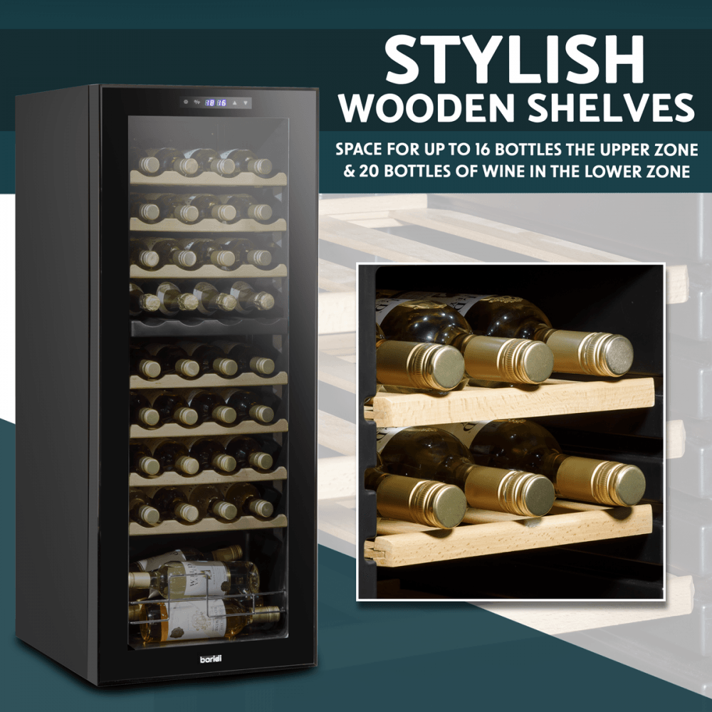 Baridi 36 Bottle Dual Zone Wine Fridge & Cooler Model No- DH91