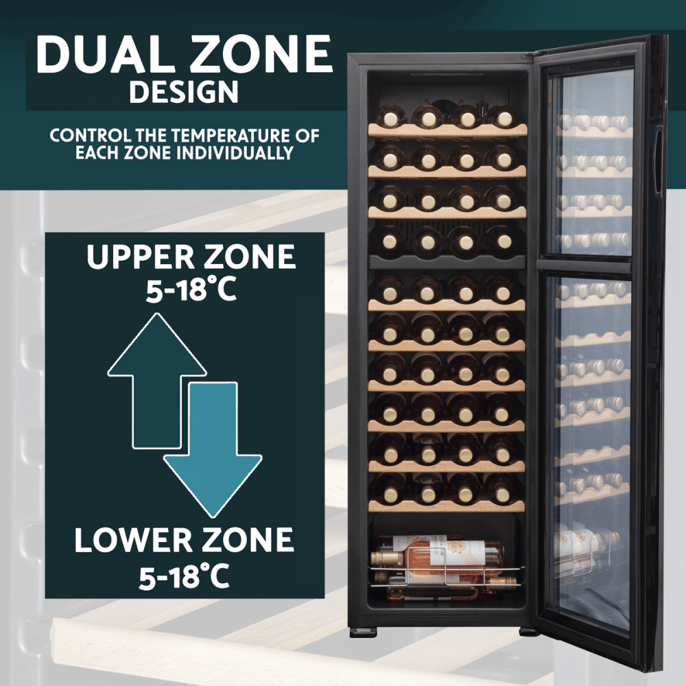 Baridi 44 Bottle Dual Zone Wine Fridge & Cooler Model No- DH92