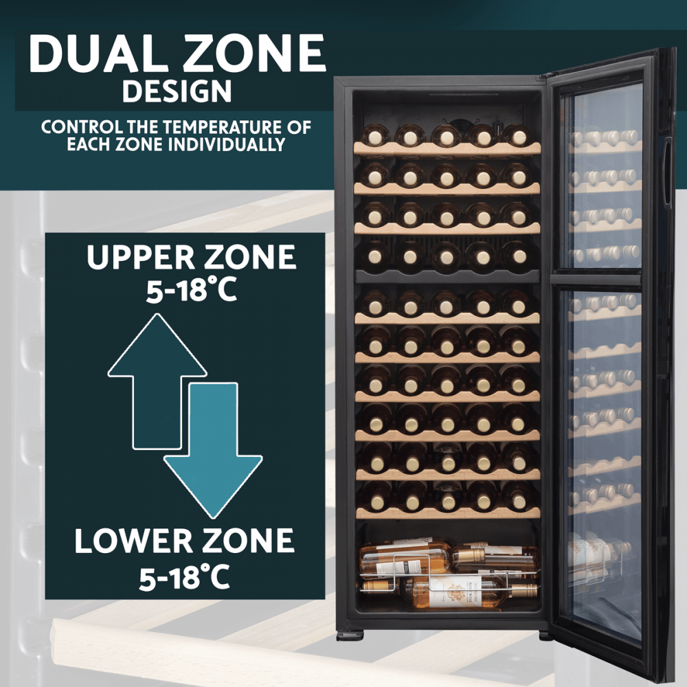 Baridi 55 Bottle Dual Zone Wine Fridge & Cooler Model No- DH93