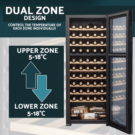 Baridi 55 Bottle Dual Zone Wine Fridge & Cooler Model No- DH93