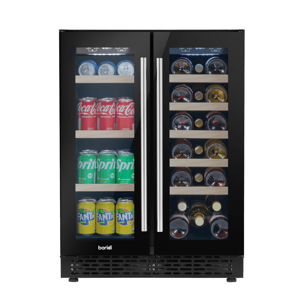 Baridi 40 Bottle/120 Can Under-Counter/Freestanding Dual Zone Wine Fridge & Cooler 60cm Model No- DH96