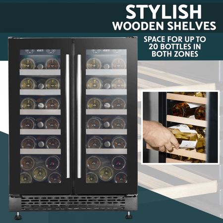 Baridi 40 Bottle/120 Can Under-Counter/Freestanding Dual Zone Wine Fridge & Cooler 60cm Model No- DH96