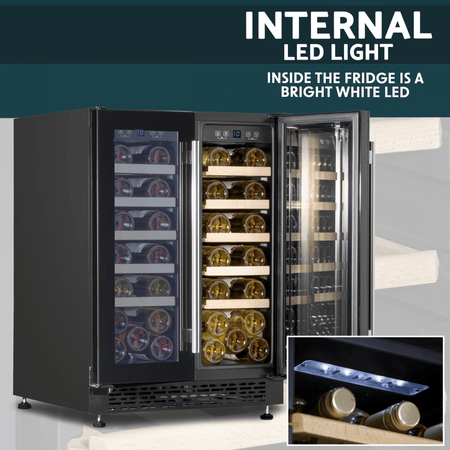 Baridi 40 Bottle/120 Can Under-Counter/Freestanding Dual Zone Wine Fridge & Cooler 60cm Model No- DH96
