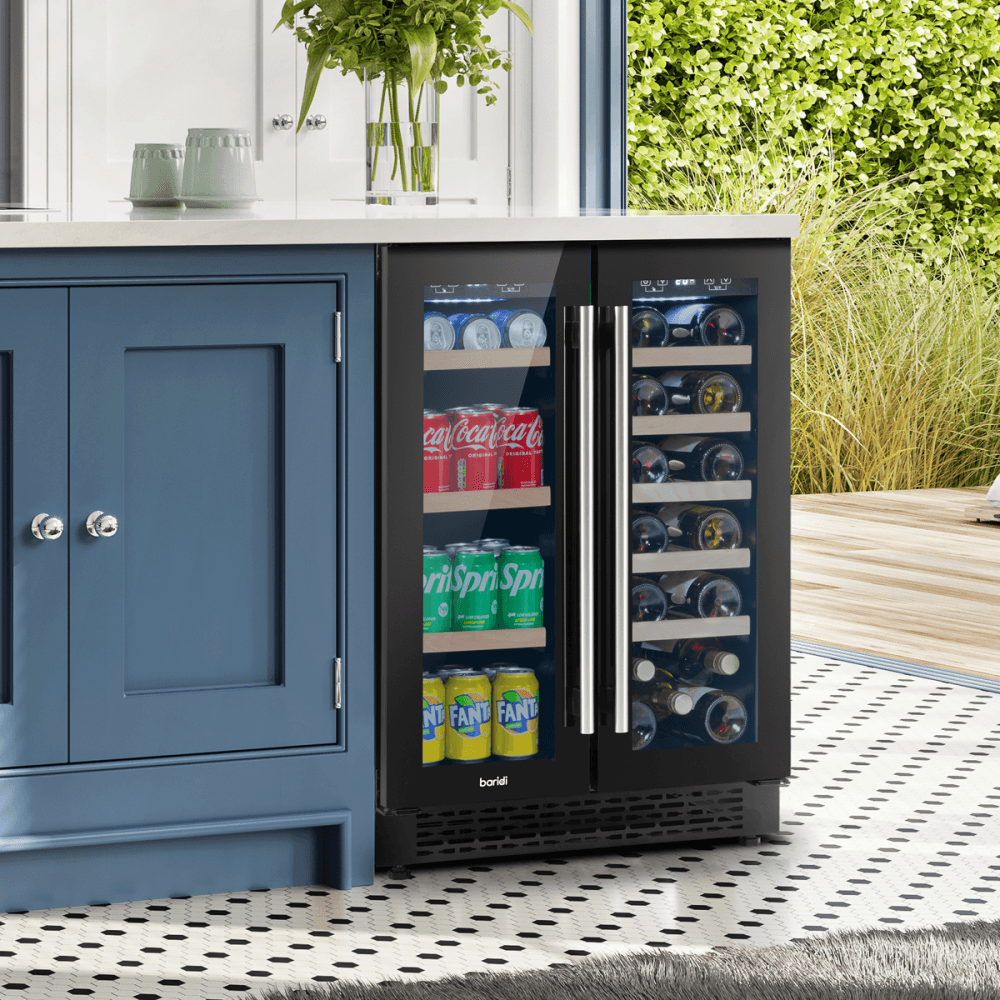 Baridi 40 Bottle/120 Can Under-Counter/Freestanding Dual Zone Wine Fridge & Cooler 60cm Model No- DH96