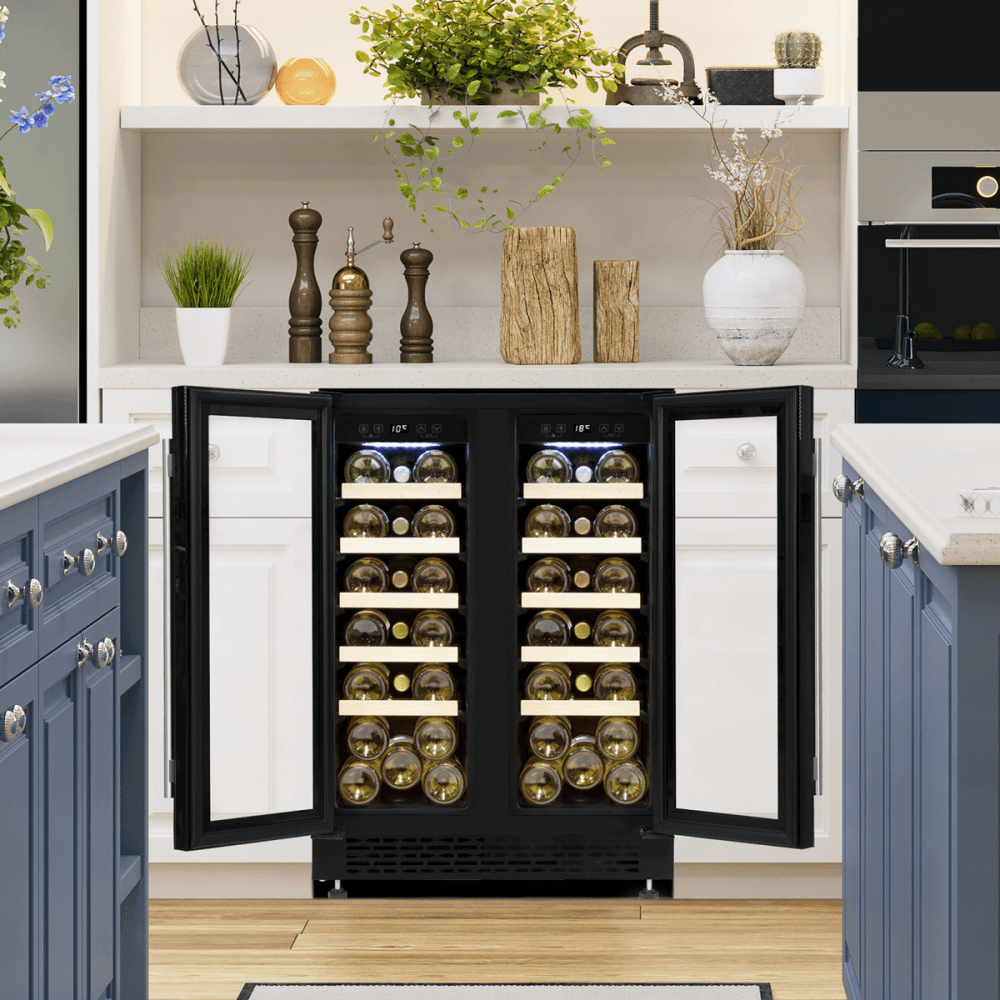 Baridi 40 Bottle/120 Can Under-Counter/Freestanding Dual Zone Wine Fridge & Cooler 60cm Model No- DH96
