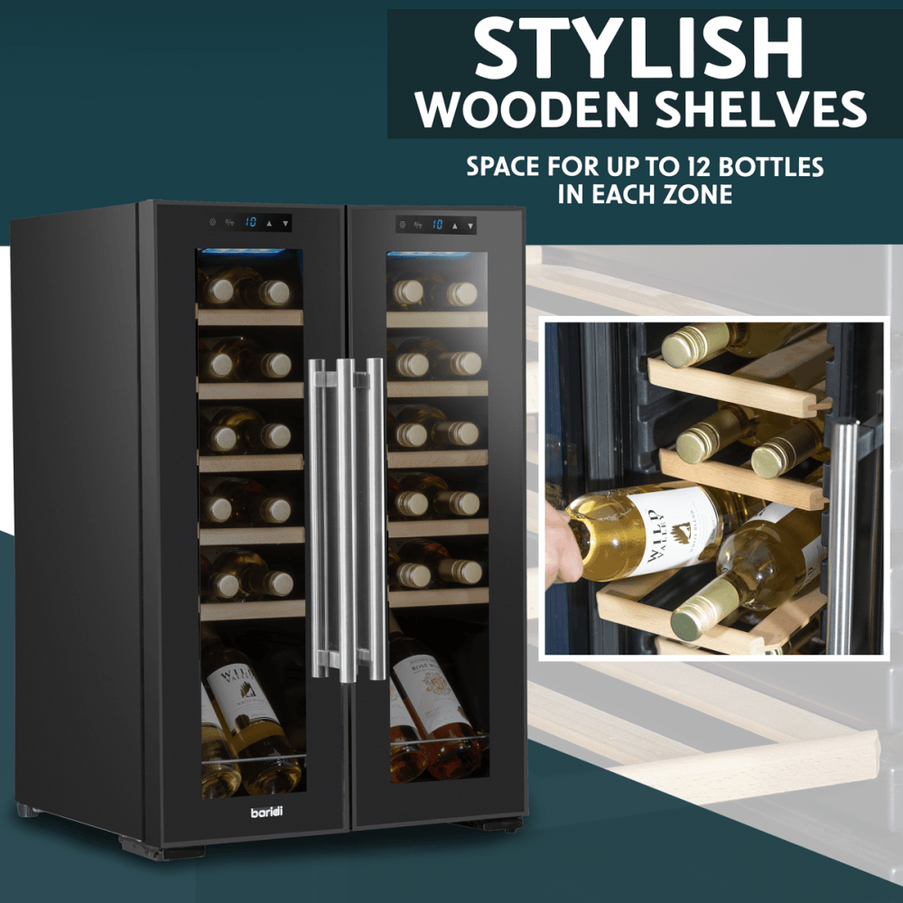 Baridi 24 Bottle Dual Zone Wine Fridge & Cooler Model No- DH97