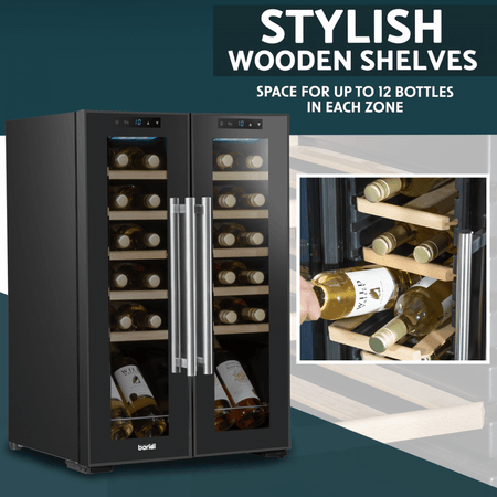 Baridi 24 Bottle Dual Zone Wine Fridge & Cooler Model No- DH97