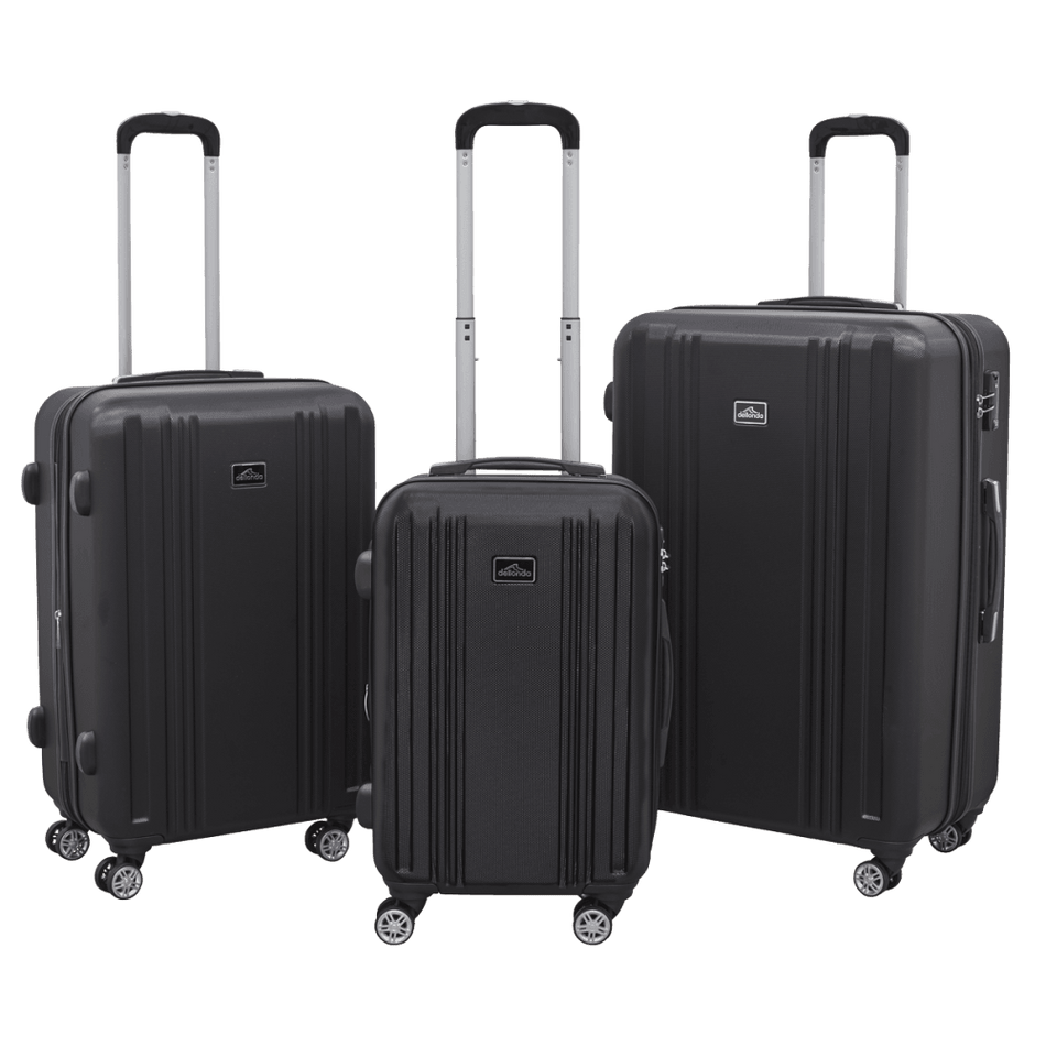 Dellonda Lightweight ABS Luggage Set with TSA Lock - Black Model No- DL11