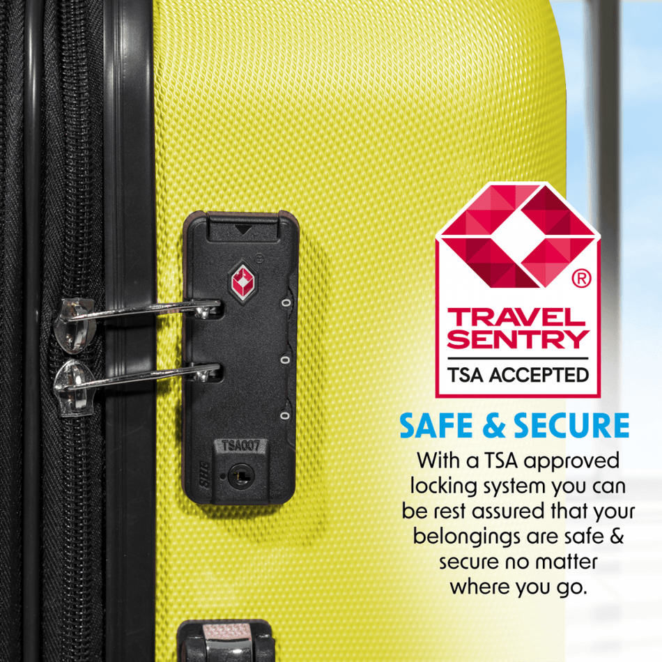 Dellonda Lightweight ABS Luggage Set with TSA Lock - Yellow Model No- DL124