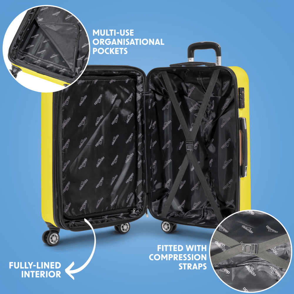 Dellonda Lightweight ABS Luggage Set with TSA Lock - Yellow Model No- DL124