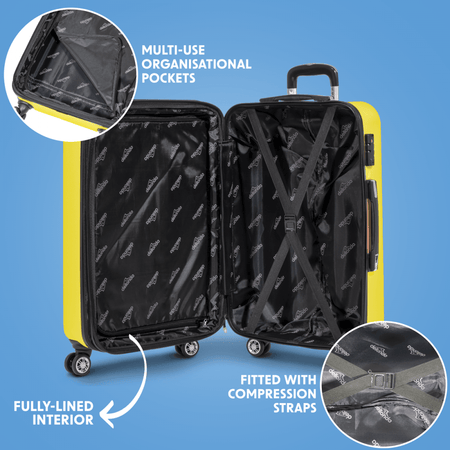 Dellonda Lightweight ABS Luggage Set with TSA Lock - Yellow Model No- DL124