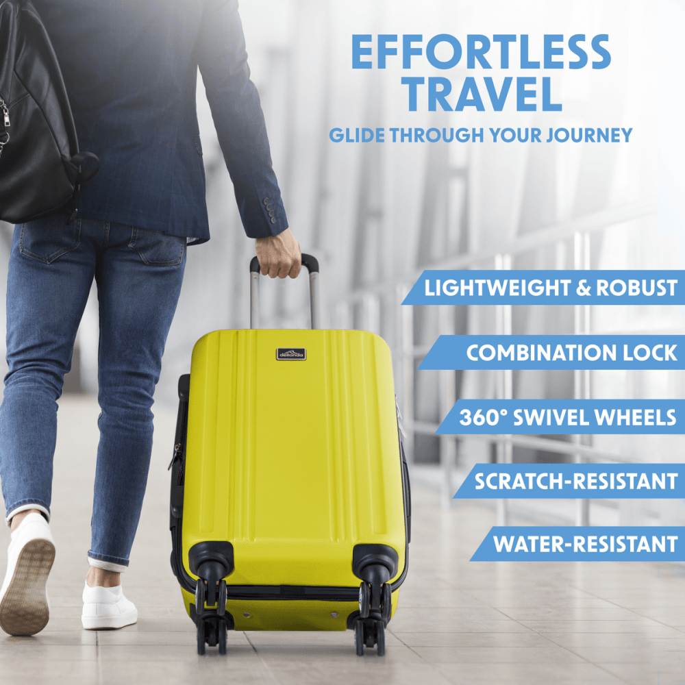 Dellonda Lightweight ABS Luggage Set with TSA Lock - Yellow Model No- DL124