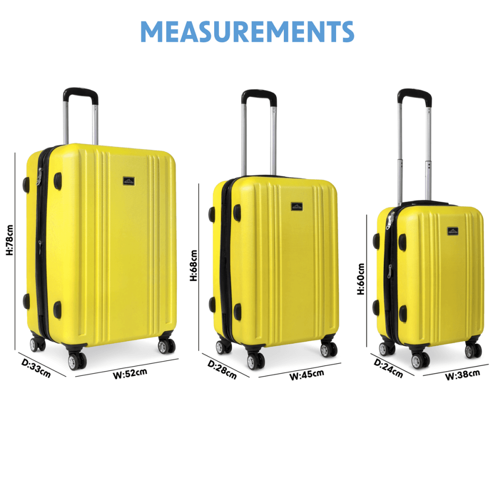 Dellonda Lightweight ABS Luggage Set with TSA Lock - Yellow Model No- DL124