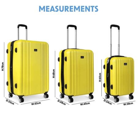 Dellonda Lightweight ABS Luggage Set with TSA Lock - Yellow Model No- DL124