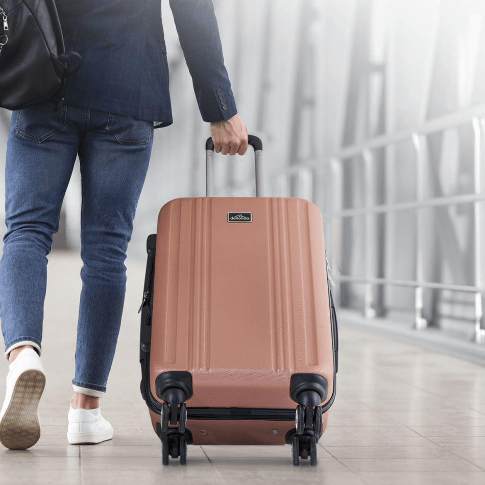 Dellonda Lightweight ABS Luggage Set with TSA Lock - Rose Gold Model No- DL125