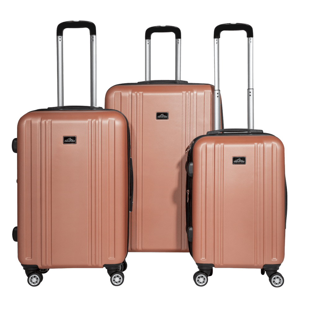 Dellonda Lightweight ABS Luggage Set with TSA Lock - Rose Gold : Model No- DL125