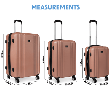 Dellonda Lightweight ABS Luggage Set with TSA Lock - Rose Gold : Model No- DL125