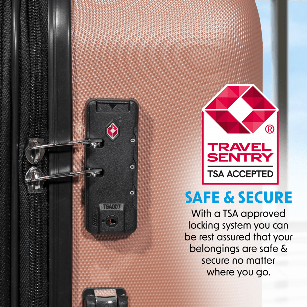 Dellonda Lightweight ABS Luggage Set with TSA Lock - Rose Gold : Model No- DL125