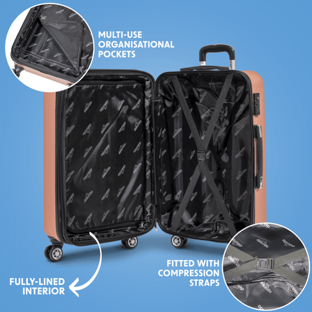 Dellonda Lightweight ABS Luggage Set with TSA Lock - Rose Gold : Model No- DL125