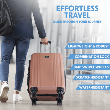 Dellonda Lightweight ABS Luggage Set with TSA Lock - Rose Gold : Model No- DL125