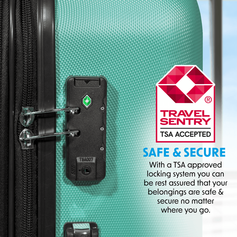 Dellonda Lightweight ABS Luggage Set with TSA Lock - Teal Model No- DL126