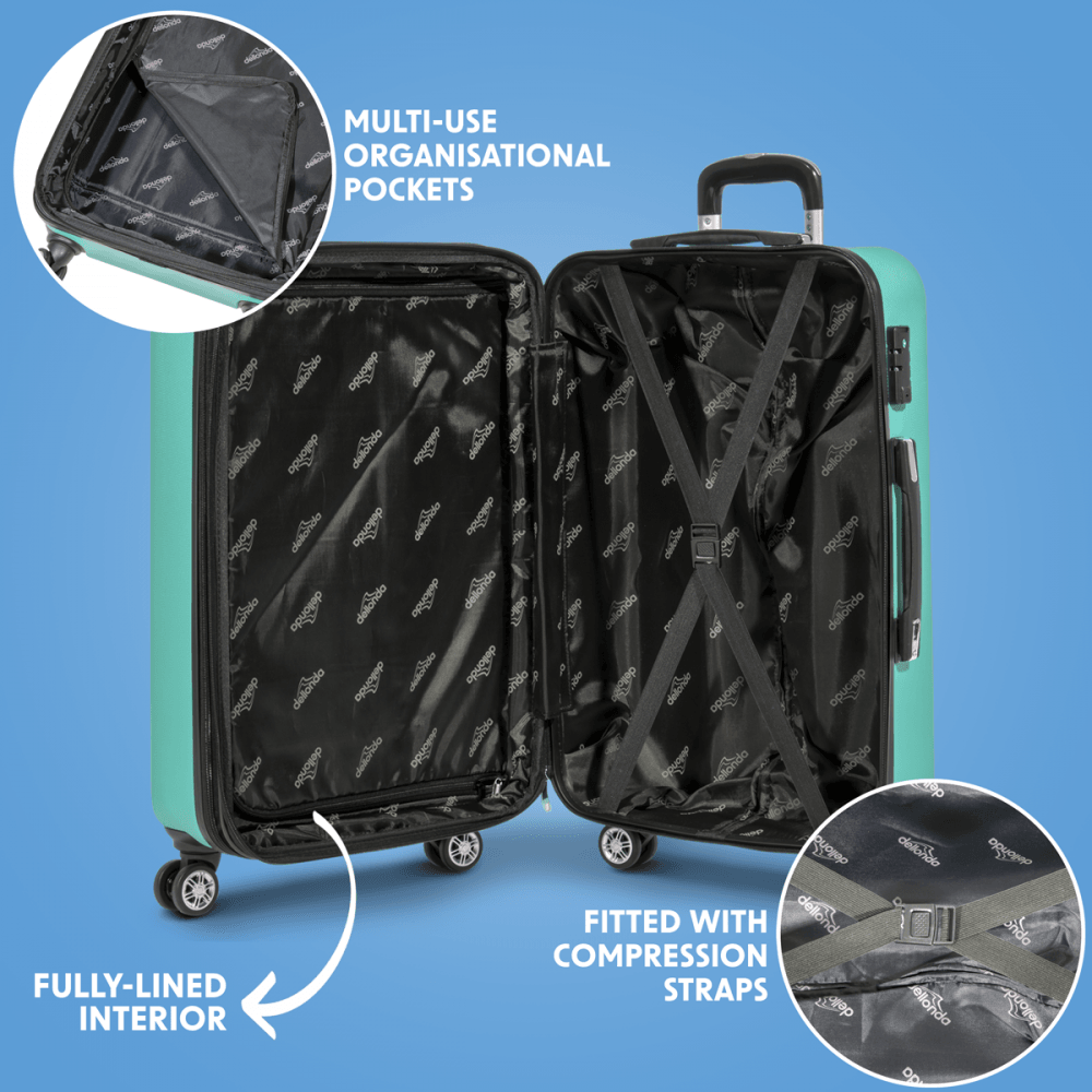 Dellonda Lightweight ABS Luggage Set with TSA Lock - Teal : Model No- DL126