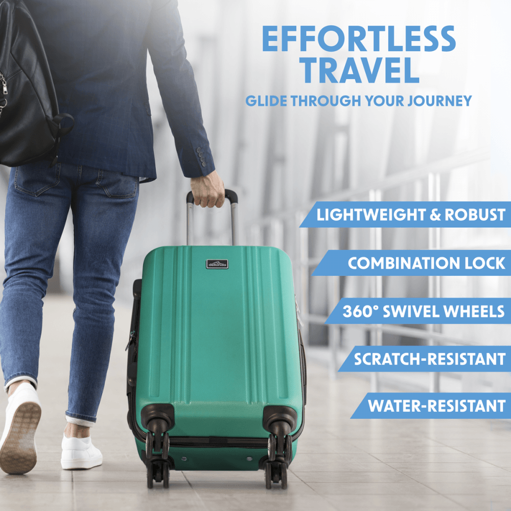Dellonda Lightweight ABS Luggage Set with TSA Lock - Teal : Model No- DL126