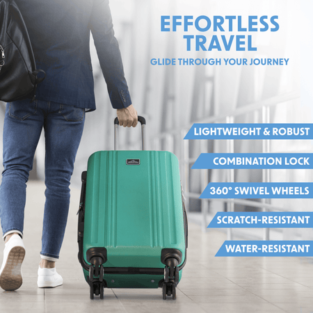 Dellonda Lightweight ABS Luggage Set with TSA Lock - Teal : Model No- DL126