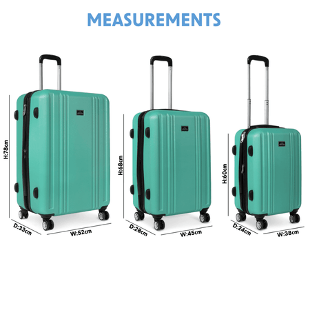 Dellonda Lightweight ABS Luggage Set with TSA Lock - Teal : Model No- DL126