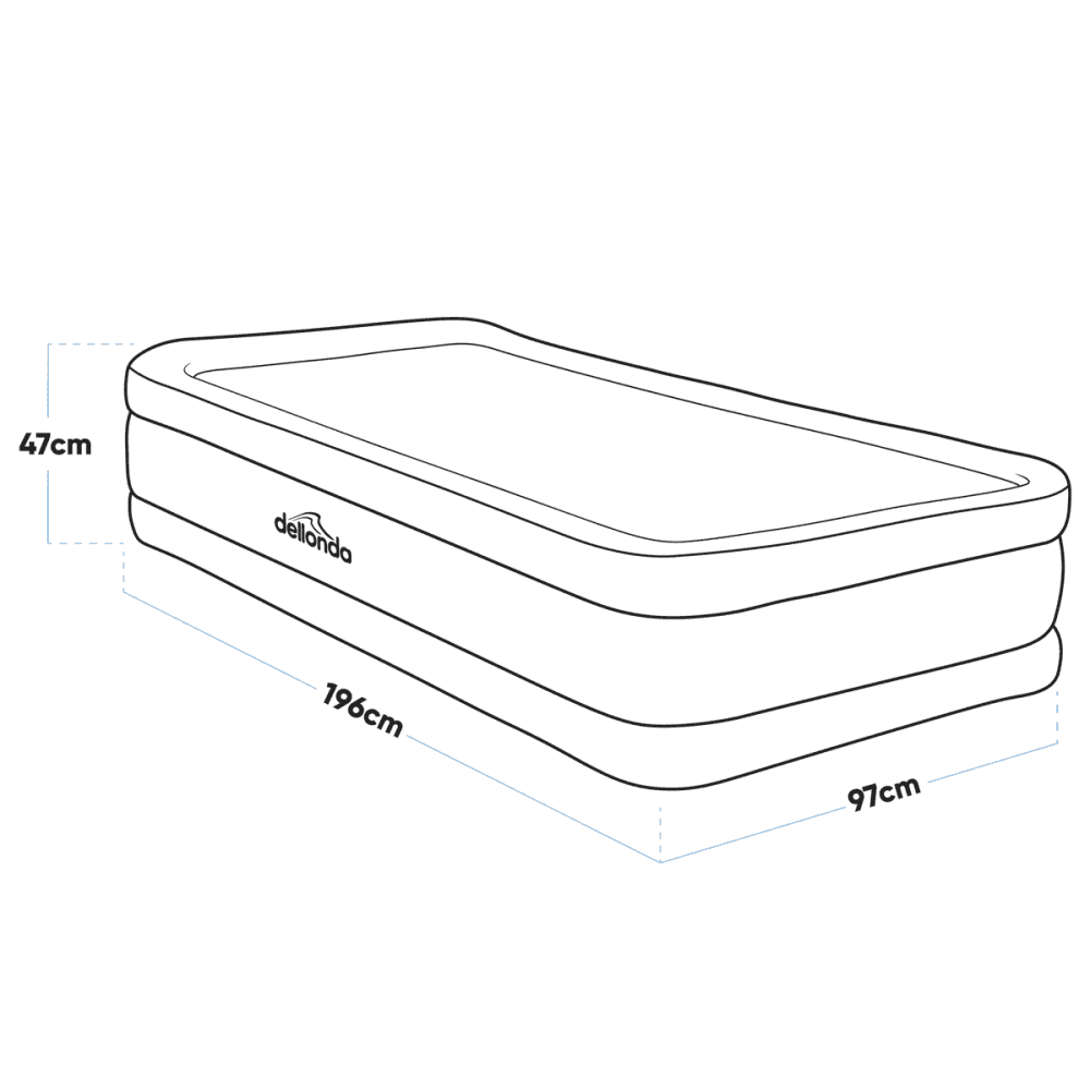 Dellonda Raised Air Bed with Removable Electric Pump & Storage Bag - Single Model No- DL144