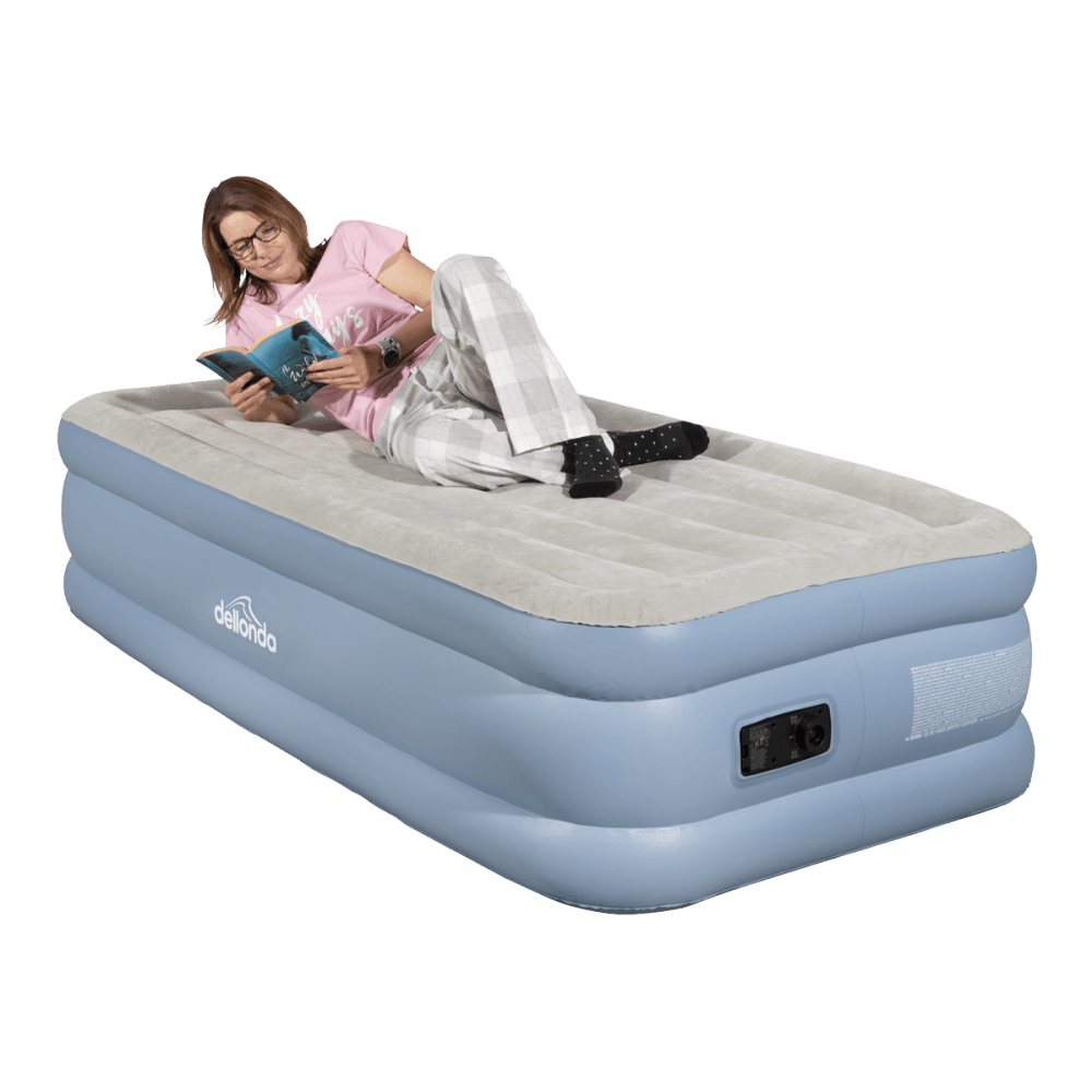 Dellonda Raised Air Bed with Built-in Electric Pump & Storage Bag - Single Model No- DL146