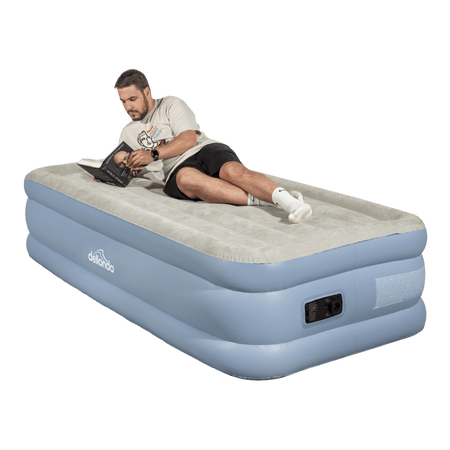 Dellonda Raised Air Bed with Built-in Electric Pump & Storage Bag - Single Model No- DL146