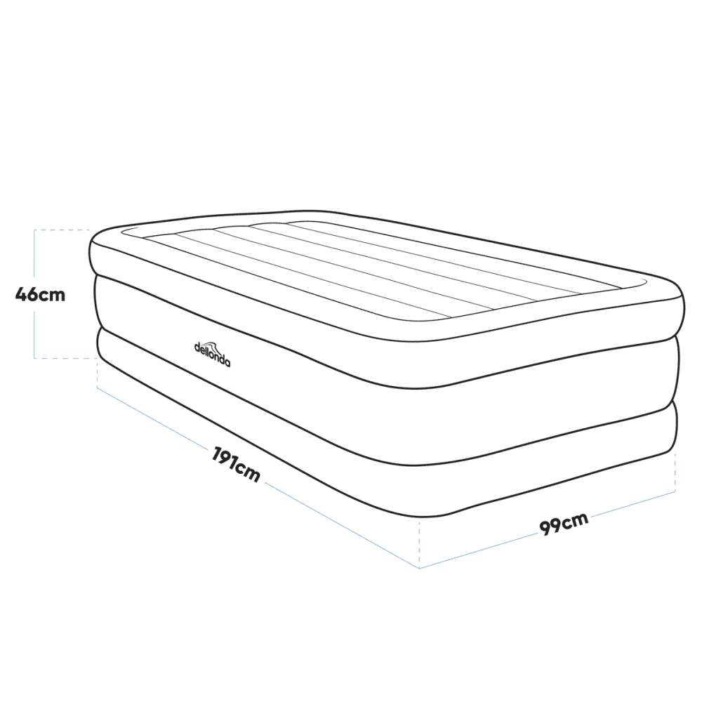 Dellonda Raised Air Bed with Built-in Electric Pump & Storage Bag - Single Model No- DL146