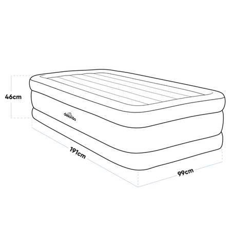 Dellonda Raised Air Bed with Built-in Electric Pump & Storage Bag - Single Model No- DL146