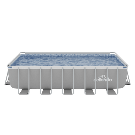 Dellonda Deluxe Steel Frame Rectangular Swimming Pool with Step Ladder & Filter Pump 21ft Model No- DL150