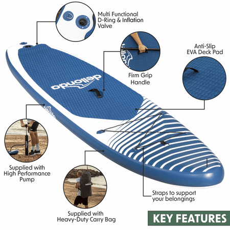 Dellonda Inflatable Stand-Up Paddle Board 10'2" - Dark Blue Model No- DL153