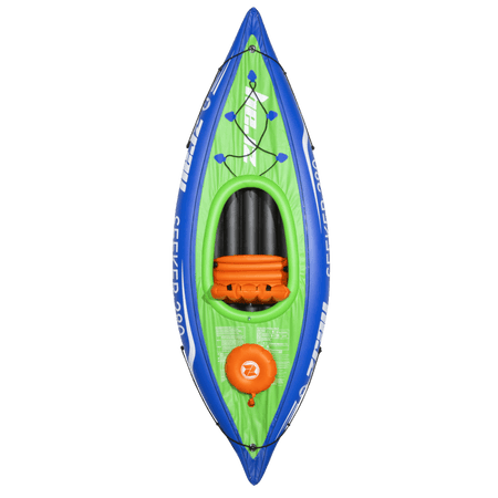 Dellonda Inflatable One-Person Kayak/Canoe Set with Pump, Carry Bag & Aluminium Oar - Blue/Green Model No- DL154