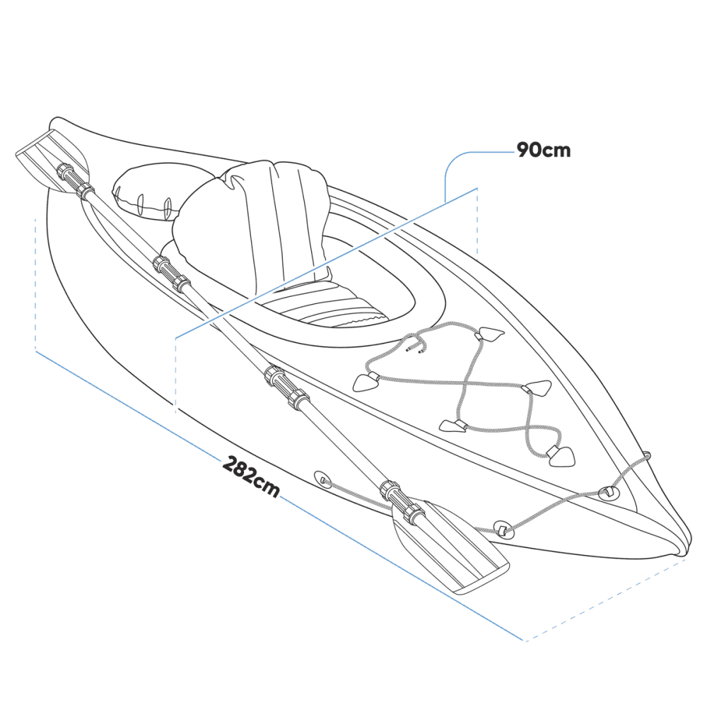 Dellonda Inflatable One-Person Kayak/Canoe Set with Pump, Carry Bag & Aluminium Oar - Blue/Green Model No- DL154