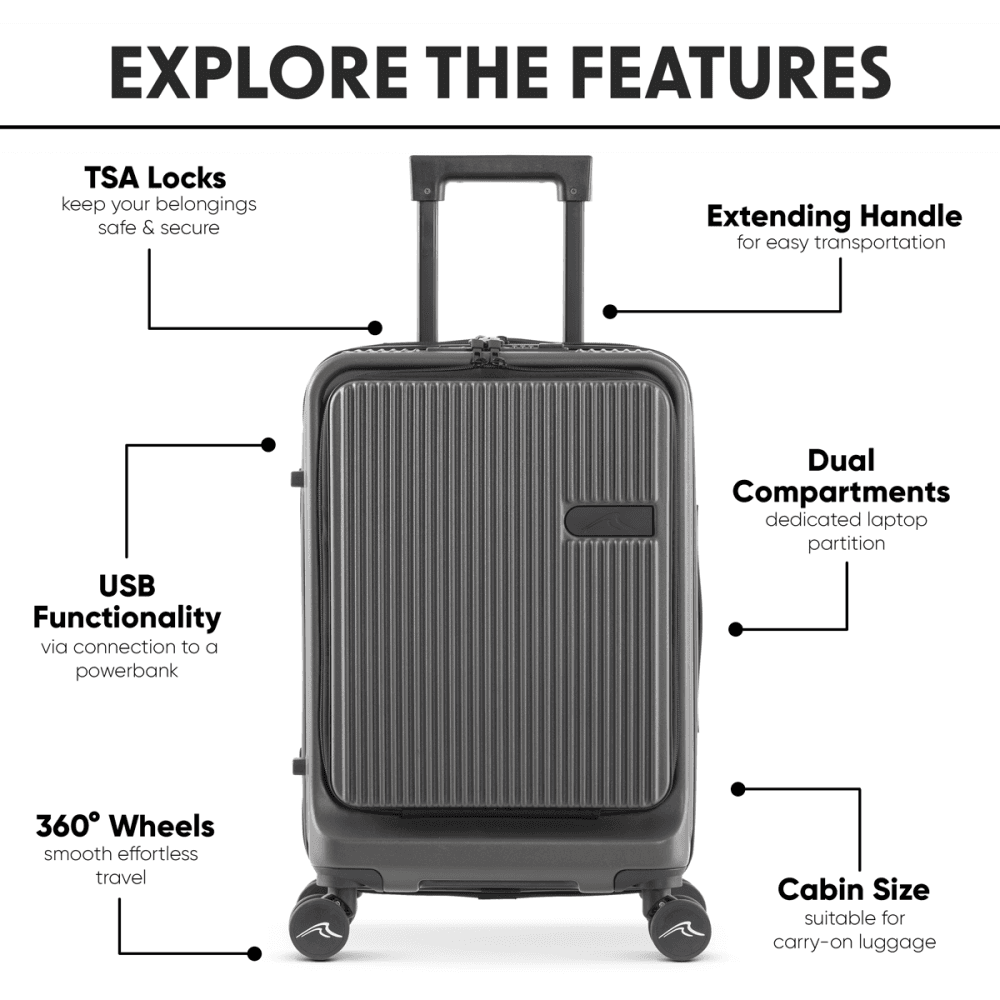 Dellonda Cabin Size Luggage with Laptop Compartments & Dual TSA Lock 20" Model No- DL157